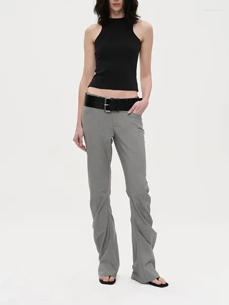 Pantaloni da donna abito sartoriale tridimensionale scimitar temperato svasato high street grigio casual 2024 estate