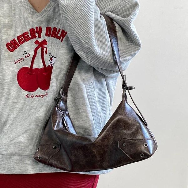 Omuz çantaları serin y2k kızlar vintage büyük basit kadın crossbody çanta çanta pu deri retro kadın koltuklu koltuk