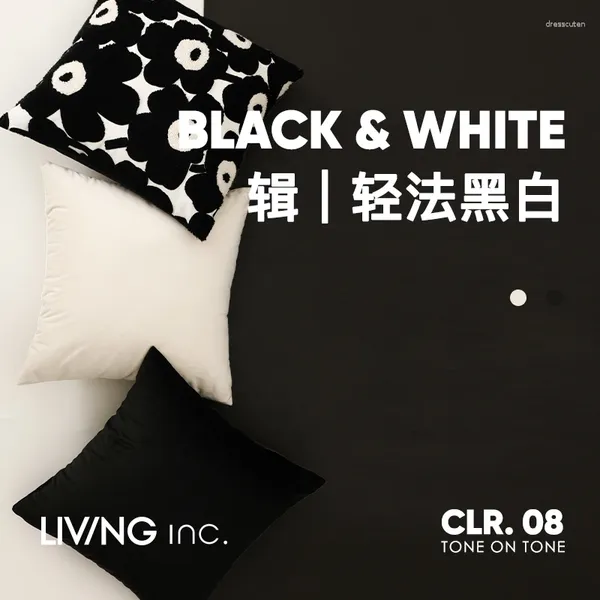 Travesseiro claro Black and White Velvet French Simplicity Sala de estar traseiro Sofá Soft