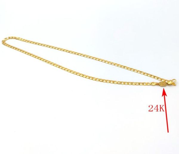 Women039s Necklace Curb Chain Solid 24 K Till Link Fine Gold Autentico Birthtine Regali di San Valentino prezioso 20 pollici 4 M1864309