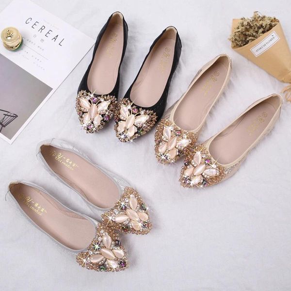Sapatos casuais Goletes Glitter Glitter Diamond 3D amarra os mocassins rasos de fundo liso de fundo suave Balé Mulheres Grandes Tamanho 43