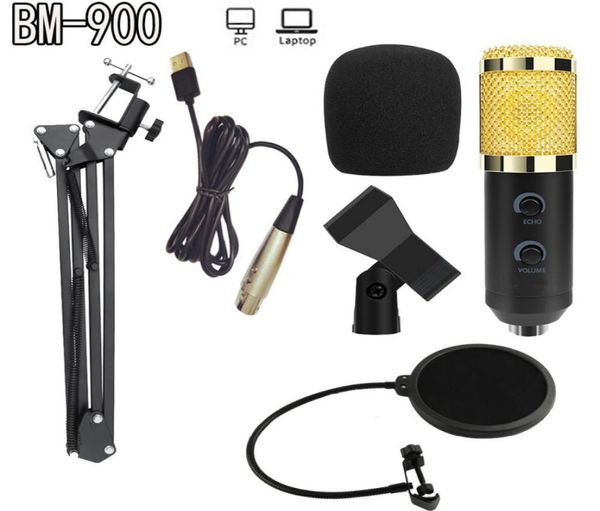 Microfone de gravação de podcast BM900 de alta qualidade com Stand Professional Condenser Studio Broadcasting Microfone Condenser MI5866057