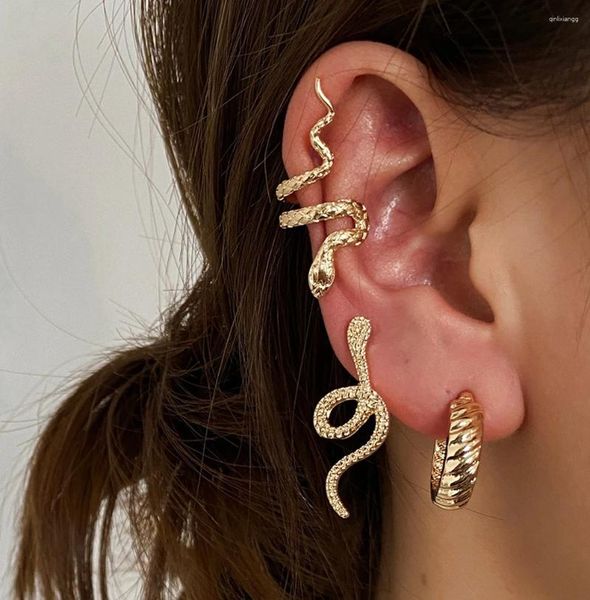 Brincos de costas 3pcs Snake Ear punhos de brinco de piercing falsos para mulheres clipes punk de personalidade vintage Jóias do presente da festa