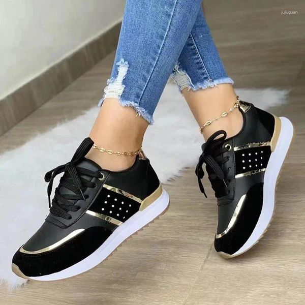 Lässige Schuhe Frauen Sneakers Plattform Leder Patchwork Sport Damen Outdoor Frauen vulkanisierte Zapatillas Mujer