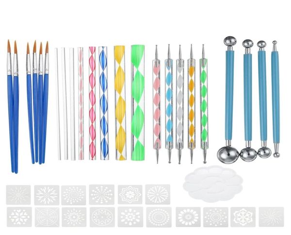 40pcs Mandala Tools Dotting Tools Set Kit de pintura de rock Pen Paint Stencil6570395