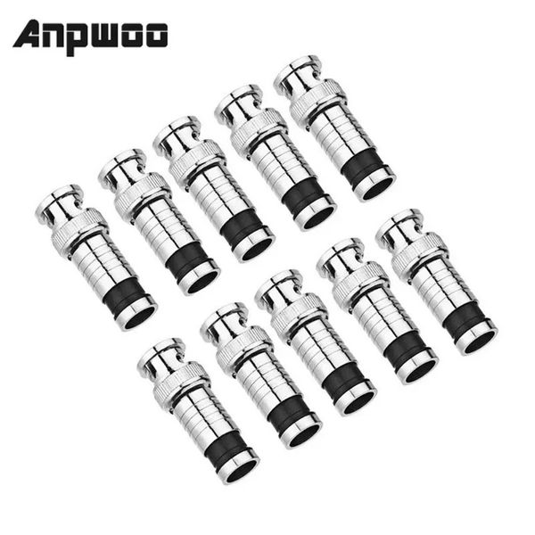 ANPWOO 10PCS/LOT -Sicherheitssystem BNC -Anschlusskomprimierungsanschlussbuch für koaxiale RG59 -CCTV -Kamerazubehör für Kabelkabel