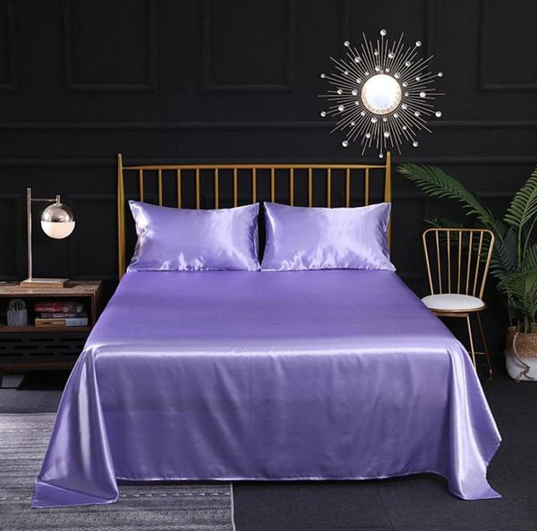 Conjunto de cama de seda de cetim King tamanho elegante capa de edredom de bom gosto queen lavanda de lavander home têxtil de cama dupla com travesseiro4875490