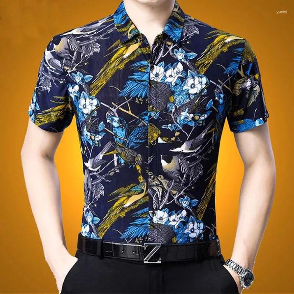 Camicie casual maschile Summer Multicolor Printing Single Sfritto Mens Designer Clothes 2024 Maschio Streetwear T-shirt Tops Business Trend Business