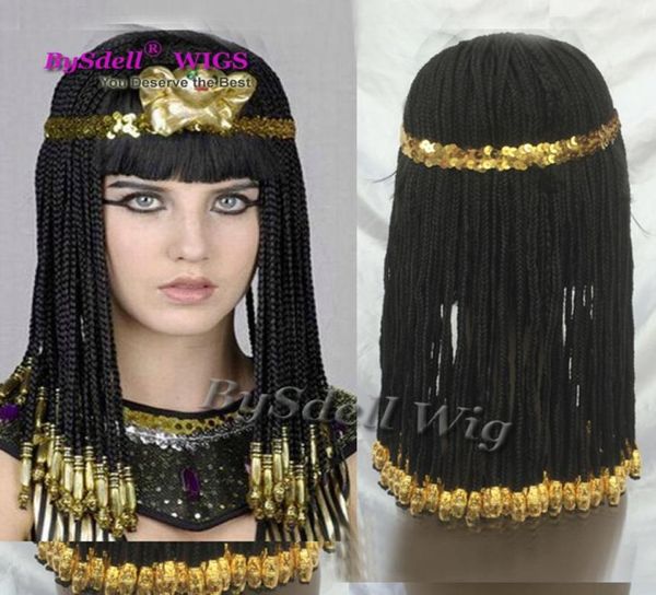 Cleopatra Hairstyle Hair Sagiled Wig Egito Geografia Rainha Cosplay peruca a grande egípcia Real Cleópatra Custom Synthetic Wig1894192