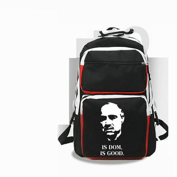 Ist Dom Backpack der Pate Daypack Good School Bag Film Print Rucksack Casual Schoolbag White Black Color Day Pack