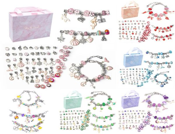 Charm Bracelets Bracelet Kit für Frauen DIY -Schmuck Herstellung Accessoires Metall Charms Set Kids Handgefertigte makroporöse Perlen Trendhand 1432708