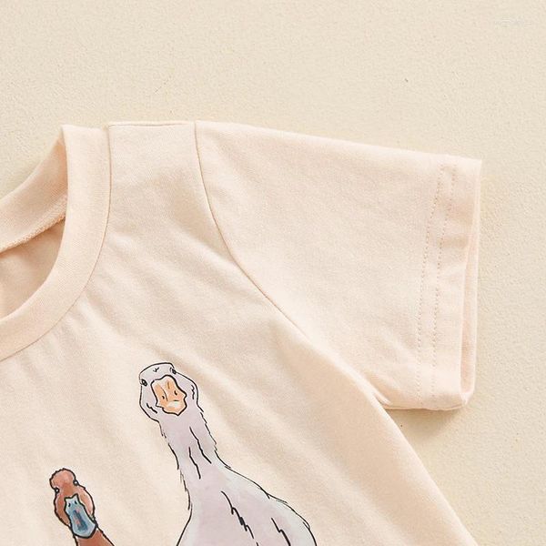 Roupas conjuntos de roupas para criança menino menino roupas de verão conjunto de manga curta camisetas de fazenda estampas de animais tampas elásticas da cintura shorts de cores sólidas