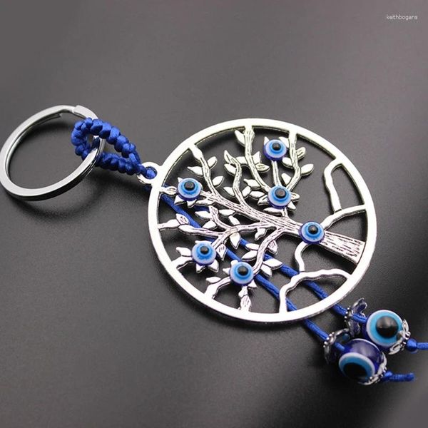 Dekorative Figuren türkisch blau für böse Augenperlen Anhänger Baum des Lebens Wand Hanging Dekor Lucky Keychain Garten Home Protection Auto Geschenk