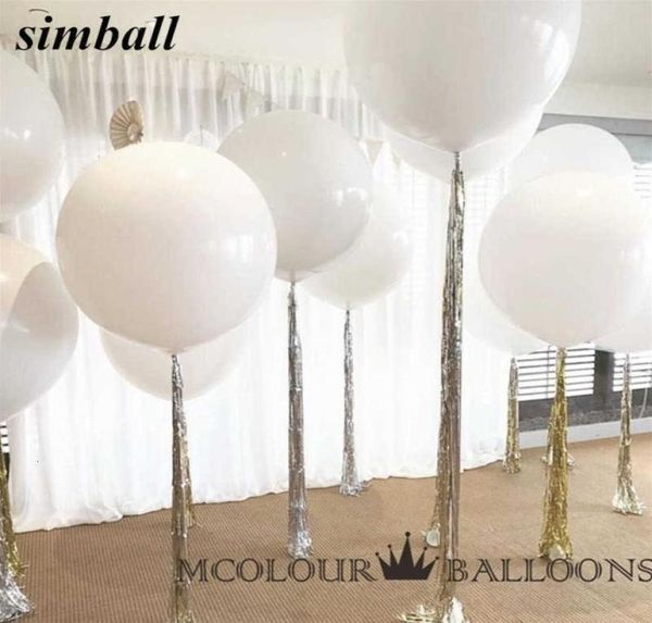10pcs 36 Zoll 90 cm Big White Ballon Latexballons Hochzeitsdekoration aufblasbare Helium -Luftkugeln Alles Gute zum Geburtstag Party Balloons S9219585