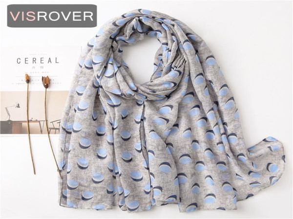 Visrover 2020 Blue Geometric Printing Viscosio Summer Scarf Woman Fashion Dot DOT Wraps Spring Shawls Hijab Gift Woles9654439