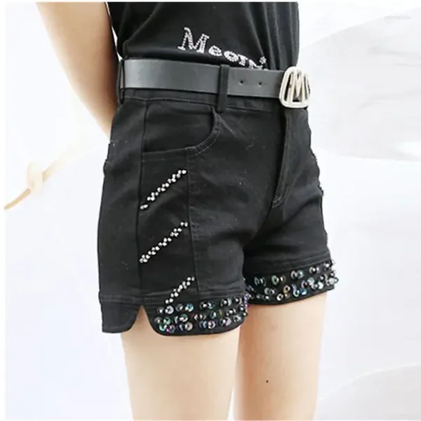 Shorts femminile 2024 Summer Wituil Black Streetwear Streetwear Corean Slim Chain Trend Pants Short Jeans Casual Short