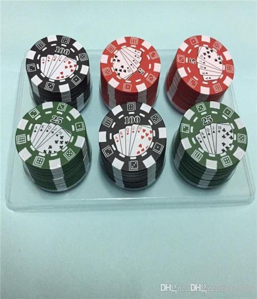 3 Camadas Poker Chip Styler Griers Acessórios para tubos de fumar Herb Herb Herbal Tobacco Gadget Manual Cretget Gadget Red Green Black 127100703