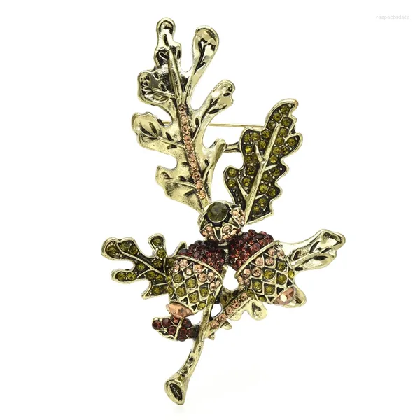 Broches wulibaby vintage pinecorn para mulheres unissex shinestone plantas all-match office office brooch pins presentes