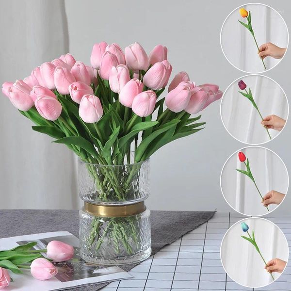 Fiori decorativi 1pc simulazione tulipani fiore di seta artificiale falsa per decorazioni del matrimonio regali per la mamma decorazioni da giardino domestico