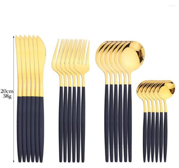 Posate set terprun 24pcs set di stoviglie set da dessert oro nero coltelli forchette cucchiaio per posate in acciaio inossidabile per bambini con R9267040