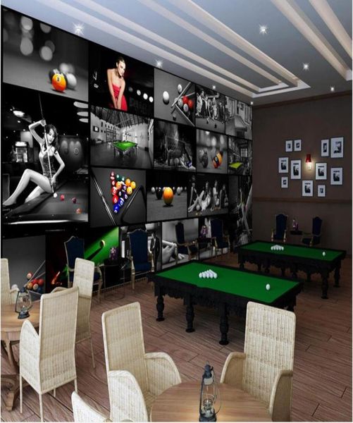 3D Papel de parede personalizado Po Mural Beautiful Sexy Girl em Modern Billiard Room Decoração de casa Glitter Wallpaper para paredes 3 D4766816