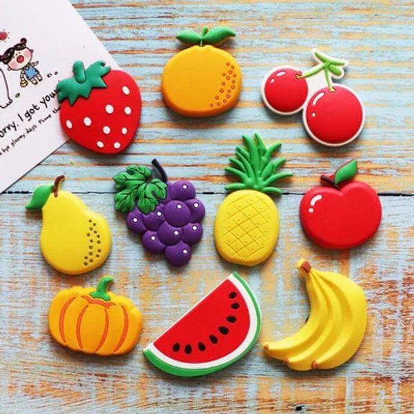 Cartoon ímãs de geladeira PVC Brinquedos magnéticos de frutas animais Criança de lembrança da geladeira.