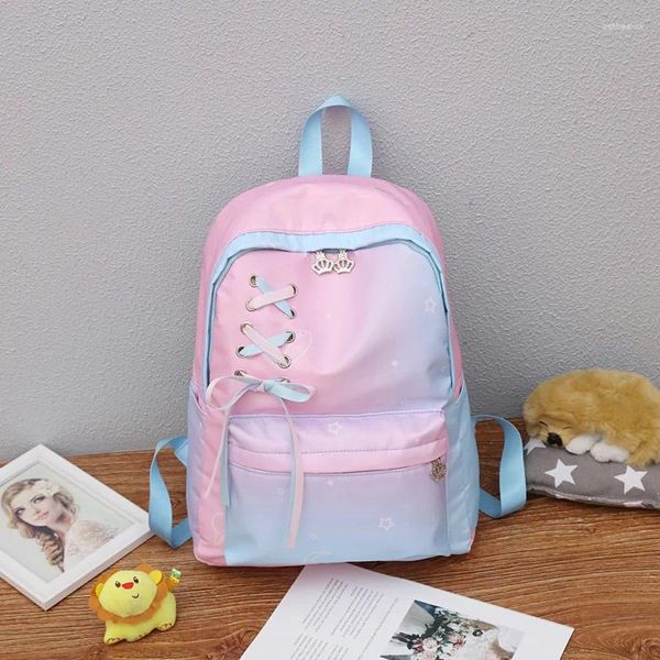 Bolsas escolares gradiente de bolsa escolar japonesa cor fofa mochila de estilo coreano de moda de grande capacidade para estudantes