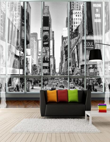 Papéis de parede Po estereoscópicos personalizados para paredes 3d Black Wallpaper Wall City New York Street View 3D Wall Murais para Bedroom4829192