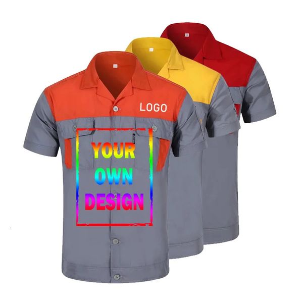 Top da lavoro personalizzato e pantaloni da uomo fai-da-te e manutenzione per la pulizia della manutenzione di abbigliamento da lavoro T-shirt multi tascabile 240422