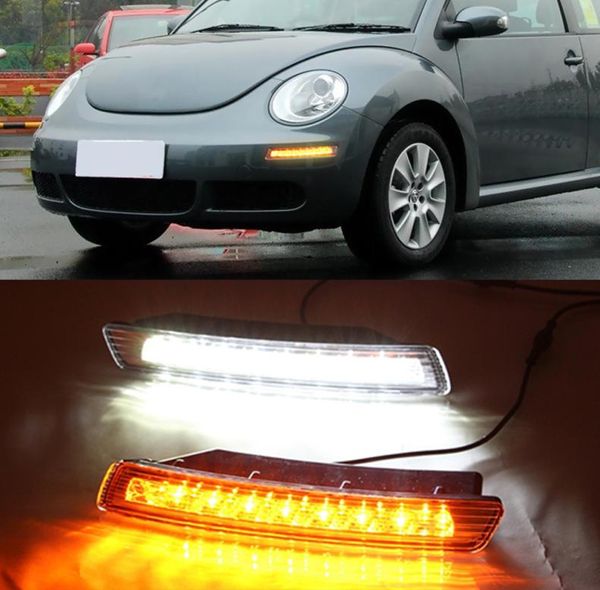 1 Par de carro DRL LED diurno com lâmpada de nevoeiro leve com sinal de giro para VW Beetle 2006 2007 2008 2009 20101315523