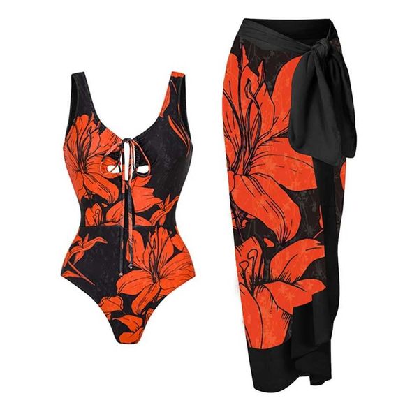 Swimwear femminile 2024 di alta qualità da nuoto con costume da bagno floreale con rotama floreale femminile a v-collo set bikini set da bagno costume da bagno ad costume da bagno in alto abbigliamento da bagno