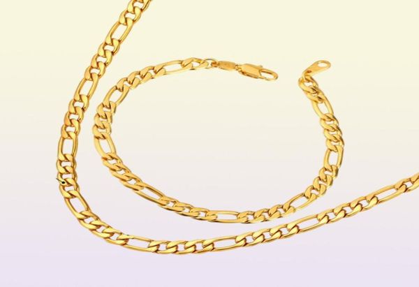 Ganz klassisch Figaro Cuban Link Chain Halskette 18K Real Gold Plated316L Edelstahl Mode Männer Schmuckzubehör Punk 3586050