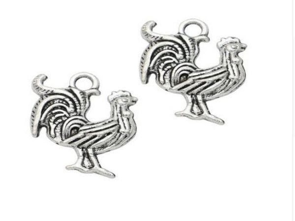 200pcs liga galo de galo de galo antigo pingente de prata para jóias de colar fazendo descobertas 22x17mm4680131