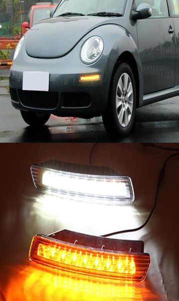 1 Par de carro DRL LED diurno com lâmpada de nevoeiro leve com sinal de giro para VW Beetle 2006 2007 2008 2009 20104030403