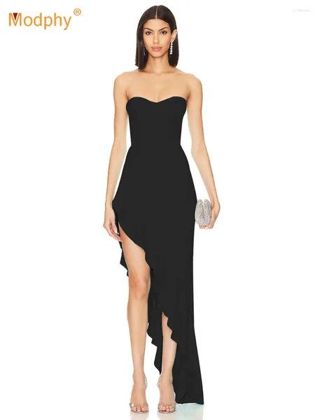 Abiti casual Modphy Bandage Dress Banda Black Women's Off the Spiche Asimmetria Evening Party Elegante Outfit del club di compleanno sexy senza spalline