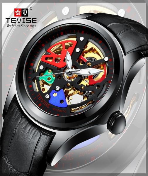 New Tevise Brand Men Watch Mechanical Watch Automatic Hollow Colorful Watches Moda Man Relógio Esportivo Relogio Masculino Y19052216804