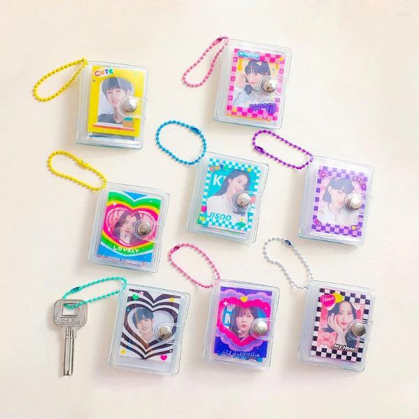 Tornari Versione coreana Mini Ring Girl's Idol Star 2inch PO Storage Chain Chain Student Student Transparent Booklet