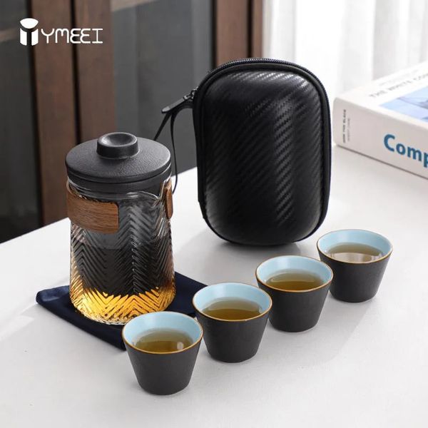 Ymeei Ceramic Travel Kung Fu Teaset Tead Teaset Borsa da tè TEAPOT TEA TECA PER CACCOLA DELLA TEA TEACUP con regalo di business set di tazze 240428