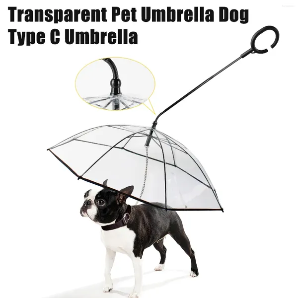 Собачья одежда 1 ПК ПЭТ-собаки Прозрачные зонтики регулируемые водонепроницаемые принадлежности С-типа с поводком щенка для ходьбы на открытом воздухе