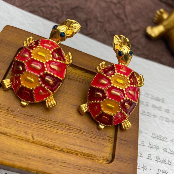 Middle Afers Personalisierte Schildkröten-Ohrring-Design für Mädchen, High-End-Emaille-vielseitige Vintage-Ohrringe Schmuck E6580