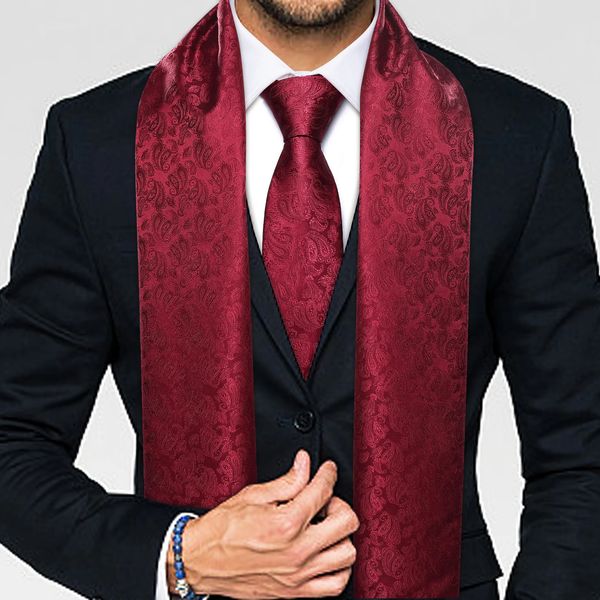 Fashion Men Schal Krawatte Set Blau Gold Jacquard Paisley Silk Herbst Winter Hanky ​​Cufflink Casual Business Shawl Geschenk Barry.Wang 240425