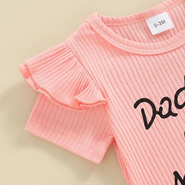 Kleidungssets geborene Mädchen -Outfit Daddy's Girl Mommy World Print Kurzarm Strampler Jumpsuit Bodysuit Tops Blumenshorts