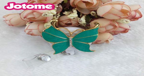 Neue Produkte Kostüm Schmuck Kristall Strass Verschiedene Farben Emaille Butterfly Retractable Badge Reel ID Badge Holder 7771937