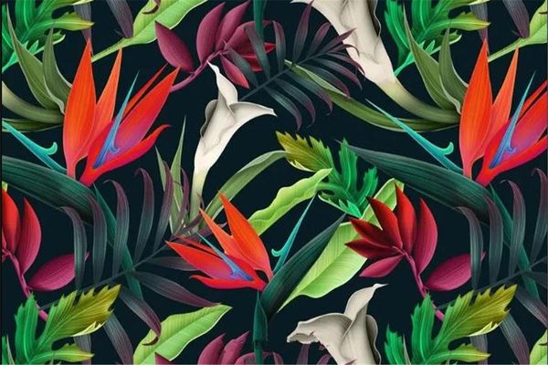 Klassische Mode Wallpapier Nordische tropische Pflanze Blumen moderner minimalistischer Hintergrund Papel De Parde 3D Tapete