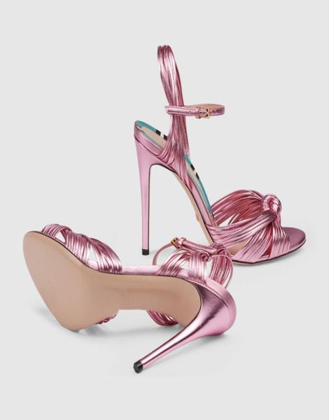 2019 Model di passerella in pelle 2019 Lucky Classic Sexy Snake Open punta di piedi 105 cm tacchi alti tacchi alti sandalo rosa 341219640