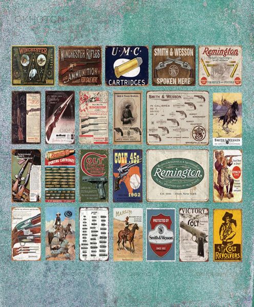 Guns Metal Sign Vintage Tin Sign Tar Plaque Metal Vintage Retro Wall Decor per uomo Cave Grotte Gun Shop Decorazione di piastre decorative Pub3998870