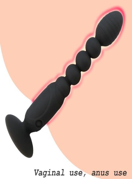 Силиконовые USB -заряжаемые анальные шарики Bult Plug Vibrator Sex Toys для мужчин Long Anus Vibrator Anal Продукты для взрослых для геев Y20049507437