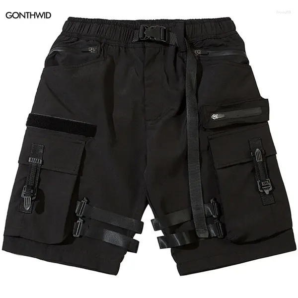 Shorts maschile Mens Black Cargo con cintura Y2K estate Multi tasca tattica Streetwear 2024 Hip Hop harajuku pantaloni corti