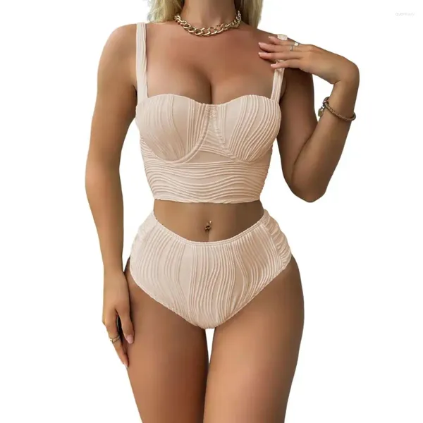 Mulheres femininas Mulheres de verão Biquíni Set Sling acolchoado Braço de arco de arco High Swim Turncos de banheira de traje de banho