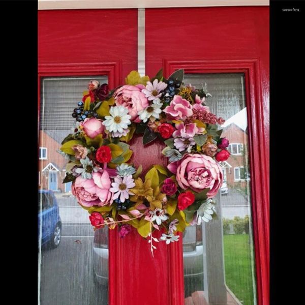 Flores decorativas Porta Garland Wall Wreath Home Decor Compact Tamanho do Festival Requintado Acessórios para Festival Ornamento Ornamental de Natal Ornamental